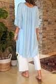 Made in Italy Menorcan Crochet Shoulder Dress Powder